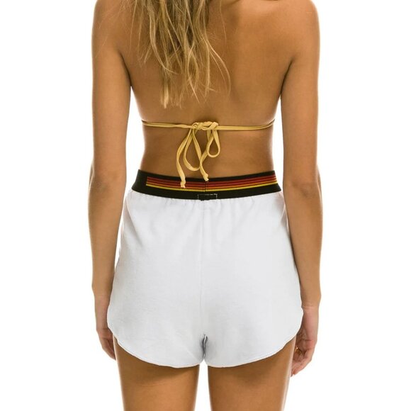 AVIATOR NATION White Velour Lounger Shorts S 6 $110 Rainbow Waistband - Picture 4 of 6